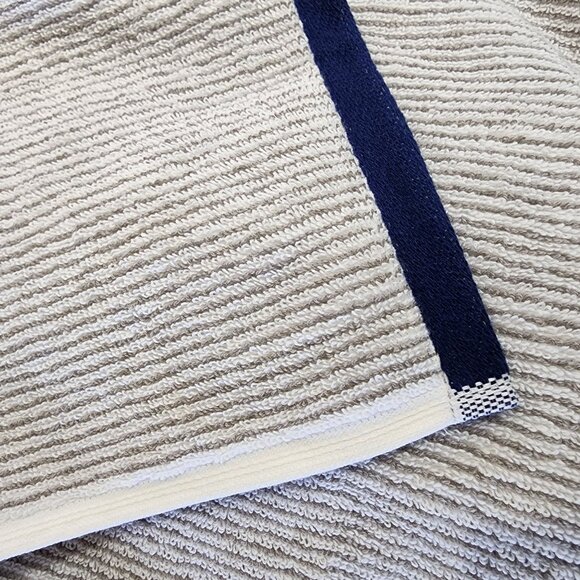 Tommy Hilfiger 8pc Cotton Towel Set Bath Hand Washcloths White Navy Gray Striped - Picture 2 of 12